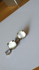 Vintage Sterling Silver 875 Soviet Era USSR Mother of Pearl Dangle Drop Earrings