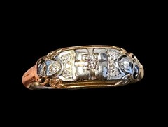 1920s Art Deco Floral Diamond Ring 14K-18K Two-Tone Gold Size 6.5