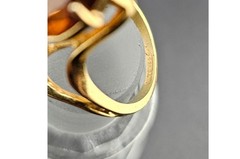 Vintage Mid-Century Modernist 18K HGEFS Smoky Quartz Cocktail Ring Size 6.75