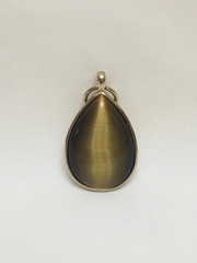 Tiger Eye Stone Pendant With Gold Tone