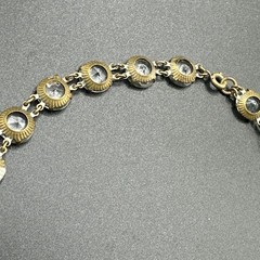 Rivière Clear Czech Glass Necklace Brass Choker Art Deco 14.5” Faceted Open Back
