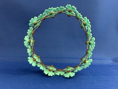 VTG 1950s-60s Gold tone EXPANDABLE Turquoise Daisy FLOWER LINK CUFF BRACELET