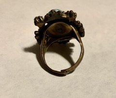 Antique Statement Cocktail Ring Faux Malachite Parks Bros & Rogers C. 1915-31