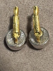 JOAN RIVERS Silver & Gold Tone Pierced Earrings with Multi-Faceted Gold Stone