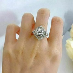 2.20Ct Art Deco Style Lab Created Diamond Anniversary 14k White Gold Finish Ring