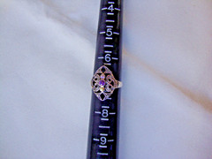 VTG 1970s AMETHYST CITRINE PINK TOPAZ W/ MARCASITE STERLING SILVER 925 RING SZ 7