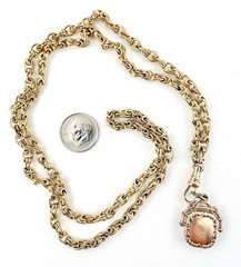 Vintage Antique Victorian Gold Filled Fancy Chain Hook Fob Pendant 26″ Long