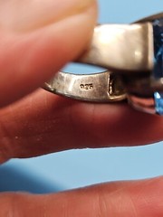 STERLING SILVER LARGE LONDON BLUE TOPAZ Oval Brilliant Cut 925 Ring size 9 (OK)