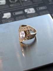 VTG SterlingSilver FAS Marcasite Amethyst Shield RingS6.5 February Birthstone