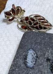 Vtg Sterling Silver Multi Amber Glass Marquise Shape Leaf Design 925 Earrings