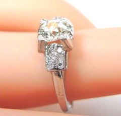 Antique Art Deco European Diamond Engagement Ring Platinum Ring EGL USA