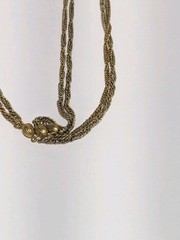 VTG Freirich Gold Tone Chain Necklace With Stationed Oval Metal Beads 54″. FLAW