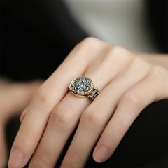 Fashion Vintage Punk Light Luxury Gold Plated Round Adjustable Opening Ring