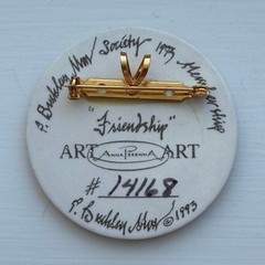 Vintage P Buckley Moss Friendship Porcelain Brooch Anna Perenna 1993 Pendant