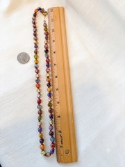 Vintage Venetian Murano Glass Goldstone Gold Foiled Disc Bead Necklace 16.5”