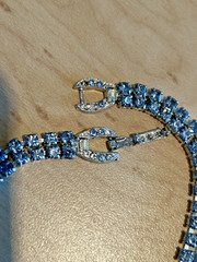 Weiss Bow Necklace Earrings Bracelet Set Sky Blue Rhinestones Set FABULOUS!