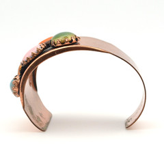 Vintage Matisse Renoir Copper Cuff Bracelet MCM Multi Color Faux Stone Cabochon