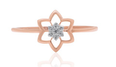 0.11TCW Round Cut White Moissanite Floral Cluster Pattern Ring 10K Rose Gold FN