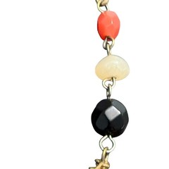 Vintage-style Necklace Leaf Multicolor Beaded Faceted Gold Tone 16.5-17 inches