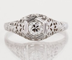 Antique Style Edwardian Ring Filigree Lab Created Diamond For Engagement Ring