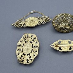 Vintage 1928 Jewelry Lot Ceramic Rose Flower Rhinestone Victorian Faux Pearl
