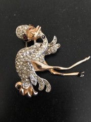 Vintage Ostrich Brooch Unique Old Rhinestones As Pictured 2”