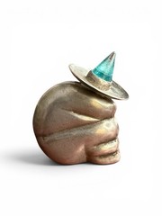 Vintage Mexico Silver Plate Figural Perfume Holder Brooch Sleeping Peon Sombrero