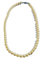 VTG SIGNED JAPAN 16.5 CHOKER silver tone metal cream faux pearl strand Necklace