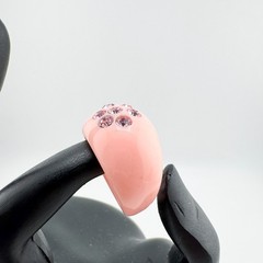 Vintage Pink Acrylic Dome Ring w/ Pink Rhinestones Y2K Chunky Statement