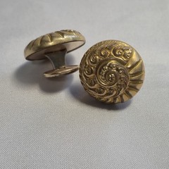Shirt Studs Collar Stud Cufflinks 14k Gold Plated Very Fine Repouse Nautilus