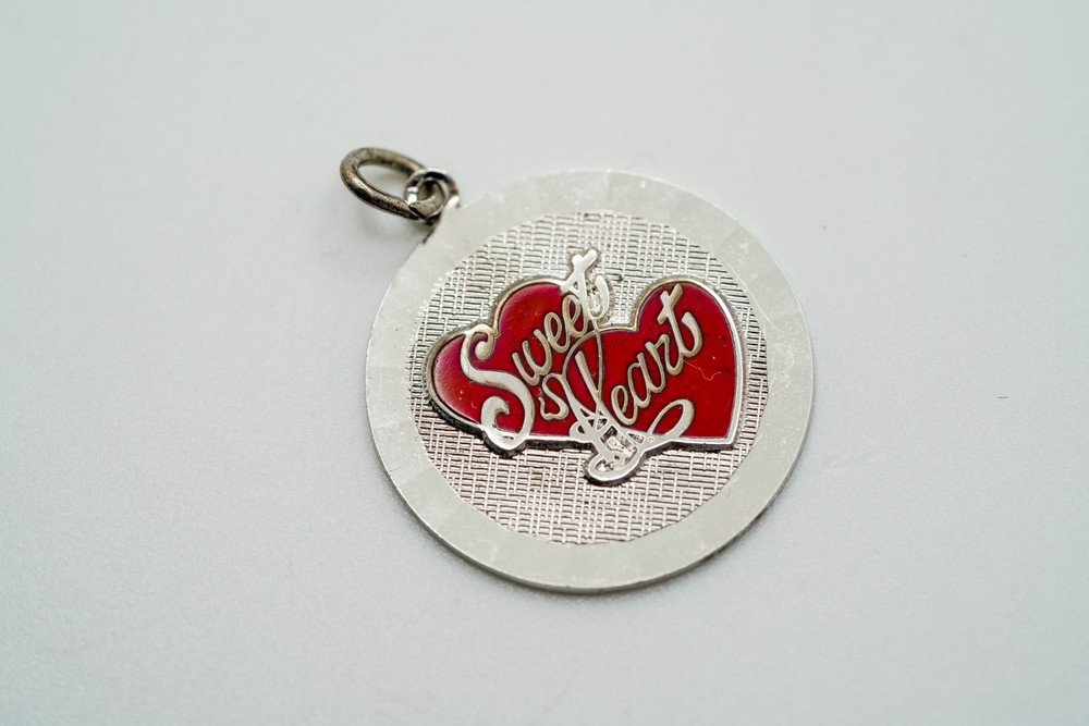 Vintage Sterling Silver Sweet Heart Charm 2.2cm JB39