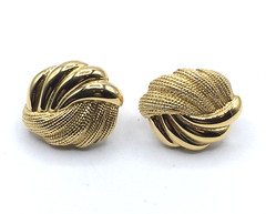 Vintage Napier Gold Tone Swirl Twisted Clip On Screw Back Adjustable Earrings