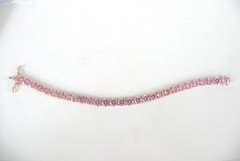 Vintage Sterling Silver 925 RoseGold on Large Pink Gemstone Tennis Bracelet 7.5″