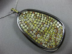 ESTATE X LARGE GIA 2.46CT FANCY INTENSE YELLOW DIAMOND 18K BLACK GOLD 3D PENDANT