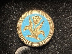 Pair of 10k Gold Engraved Flower in Blue Enamel Earrings 6 grams