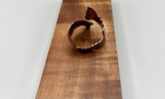 Vintage 70s Solid Copper Adjustable Wrap Ring Art Nouveau Scroll Southwestern