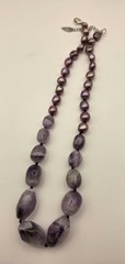 Coldwater Creek Amethyst and Lavender freshwater pearl necklace 20″ long.