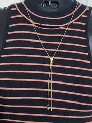 Vintage Zipper Lariat Gold Tone Necklace Adjustable