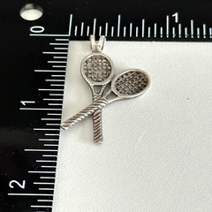 Vintage 925 Sterling Silver Tennis Racket Sports Themed Pendant