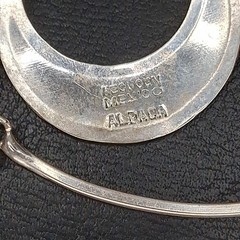 Vintage Alpaca MEXICO Cresent Moon Bib Necklace Abalone And White Enamel. 17.883