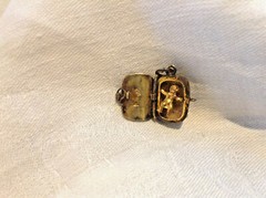 Egyptian Revival Enamel 800 Silver MOSES Basket Locket 0r Charm w Baby MOSES