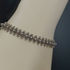 Vintage Silver Bracelet Ethnic Granulation Flower Filigree Tribal Articulated