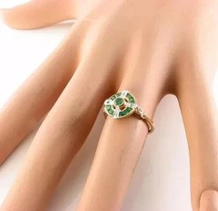 2.02Ct Art Deco Style Lab Created Emerald & Diamond Anniversary 14K Gold FN Ring