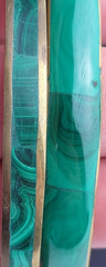 Brass Malachite Stone Inlay Bangle Bracelets Lot of 2