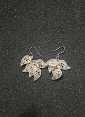 Vintage Sterling Silver Leaf Stud Earrings