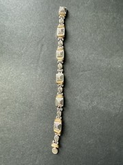 Vintage Two Tone Silver Gold Station Bracelet Link Y2k 80s Career Classic 7”