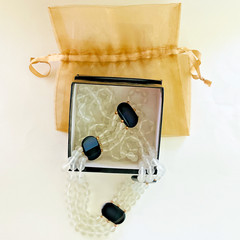Vintage Black Onyx & Clear Quartz Triple Strand Beaded Elegant Necklace 15″ Long