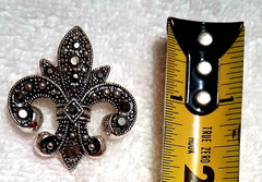 SILVER AND BLACK CZ FLEUR DE LIS PIN NEW