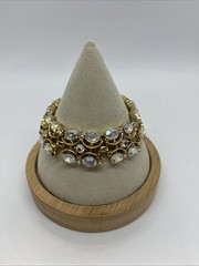 Vintage Crown Trifari Aurora Borealis Link Bracelet 7 Inches Read Description