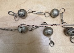 Vtg Mexican 2 Strand Wedding Chain 30” Silver Ball Hand Painted Bird Necklace